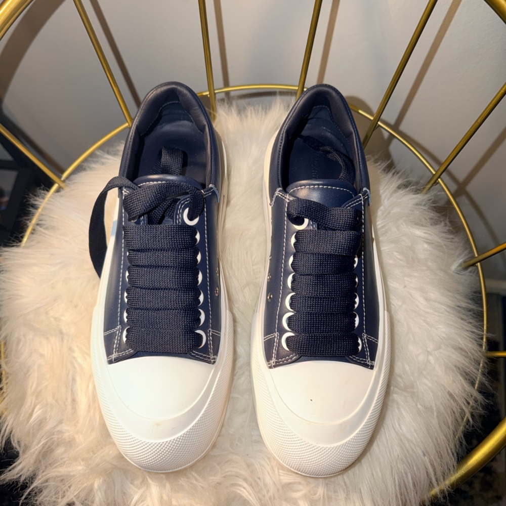 Alexander McQueen Stylish Navy and White Sneakers